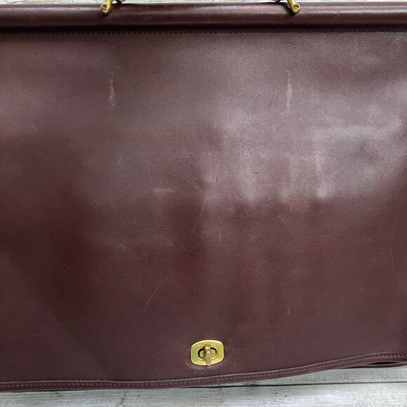 VTG Coach Leather Dowel Briefcase 5292 Messenger Bag Brown Crossbody Turnlock - Picture 4 of 16